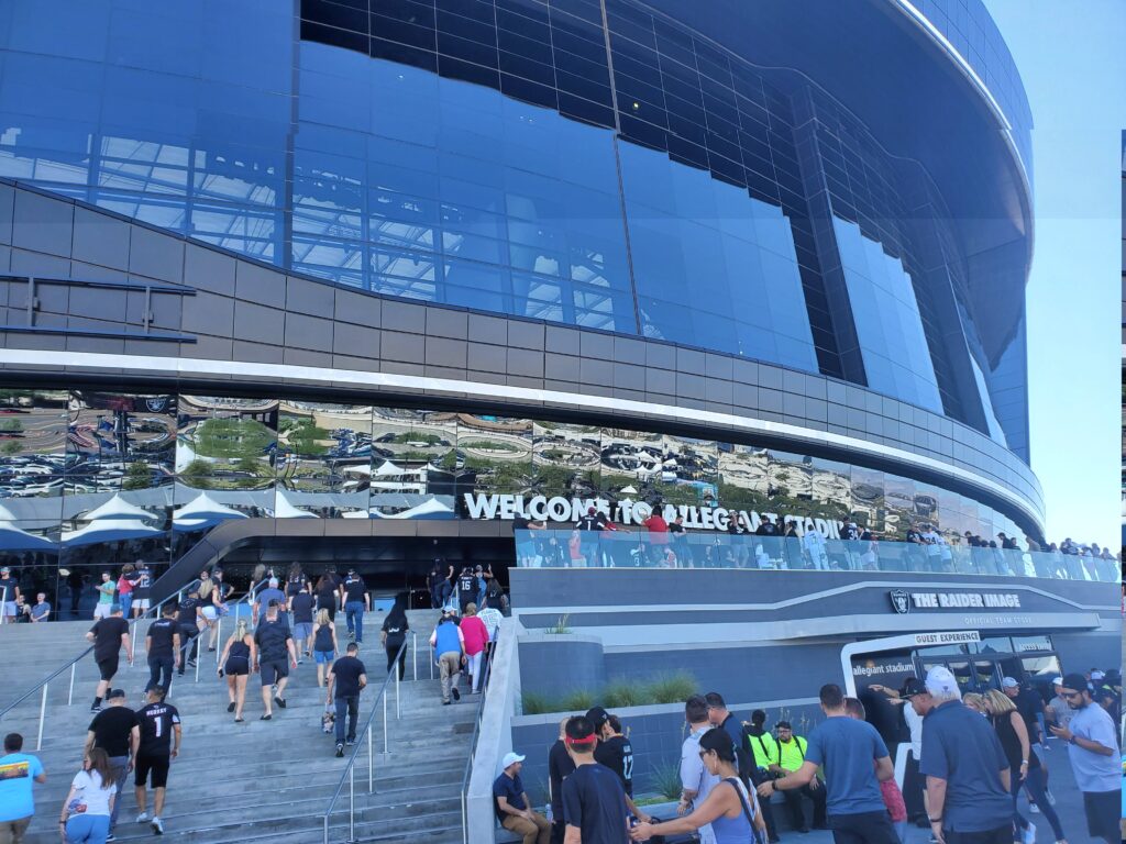 Front view of an entrance to Allegiant Stadium