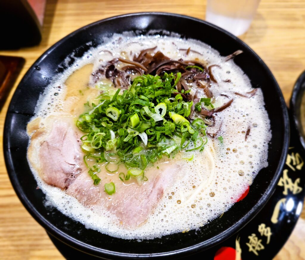 Bowl of Tonkotsu at Hakata Ikkousha Tonkatsu Ramen restaurant in Costa Mesa