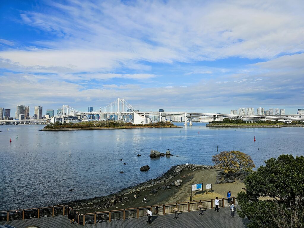 View of Rainbow Bridge in Odaiba