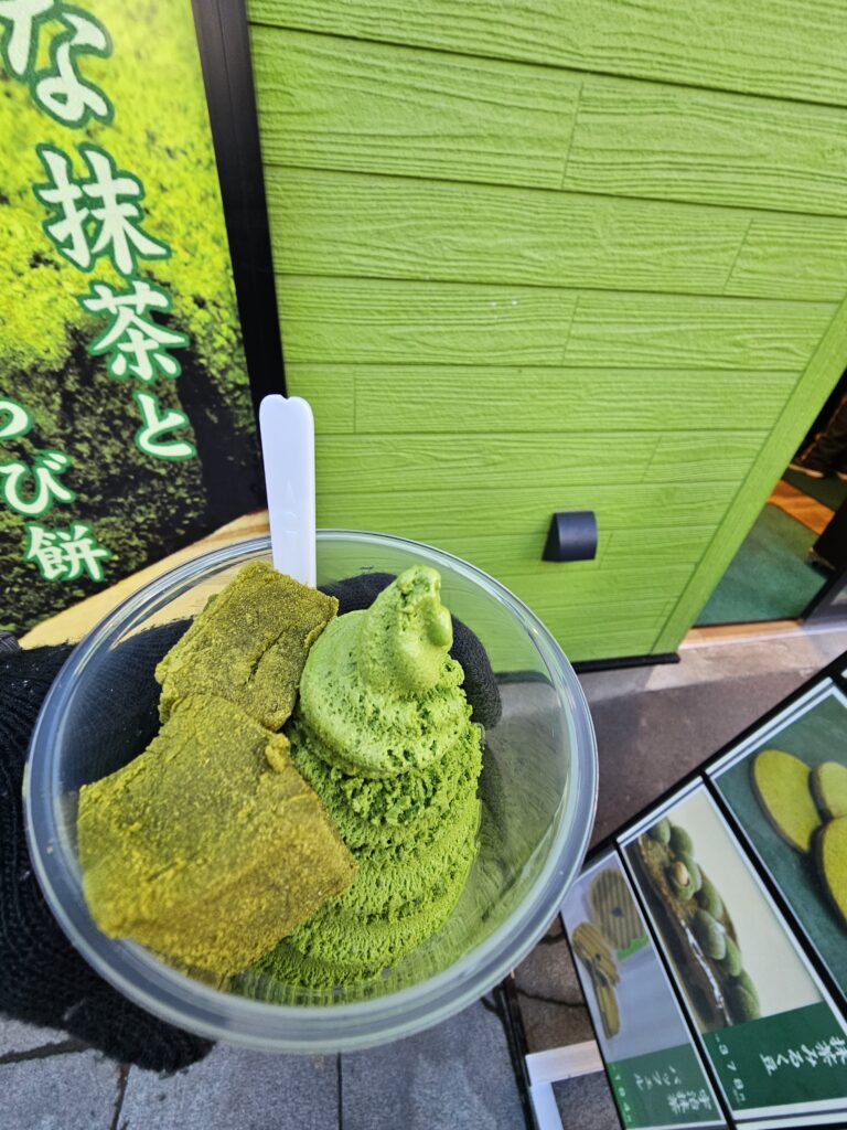 Green tea ice cream with matcha mochi