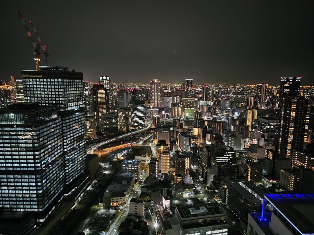 One of the views from the Kuchu Teien Observatory in Osaka