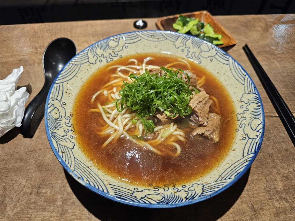 A tasty bowl of Taiwanese beef noodle soup at Du Li Beef Noodle